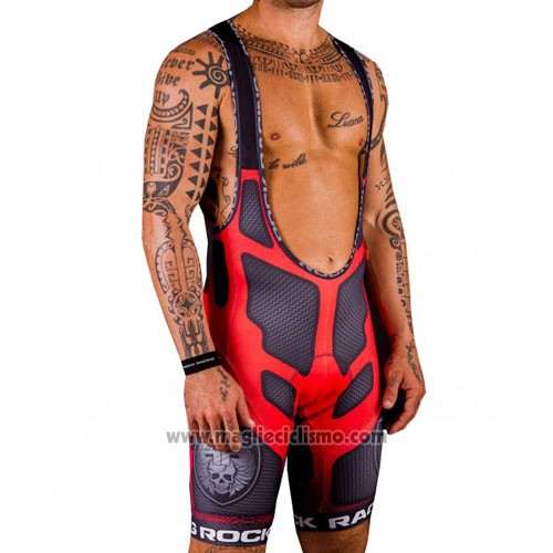2016 Abbigliamento Ciclismo Rock Racing Rosso e Marrone Manica Corta e Salopette